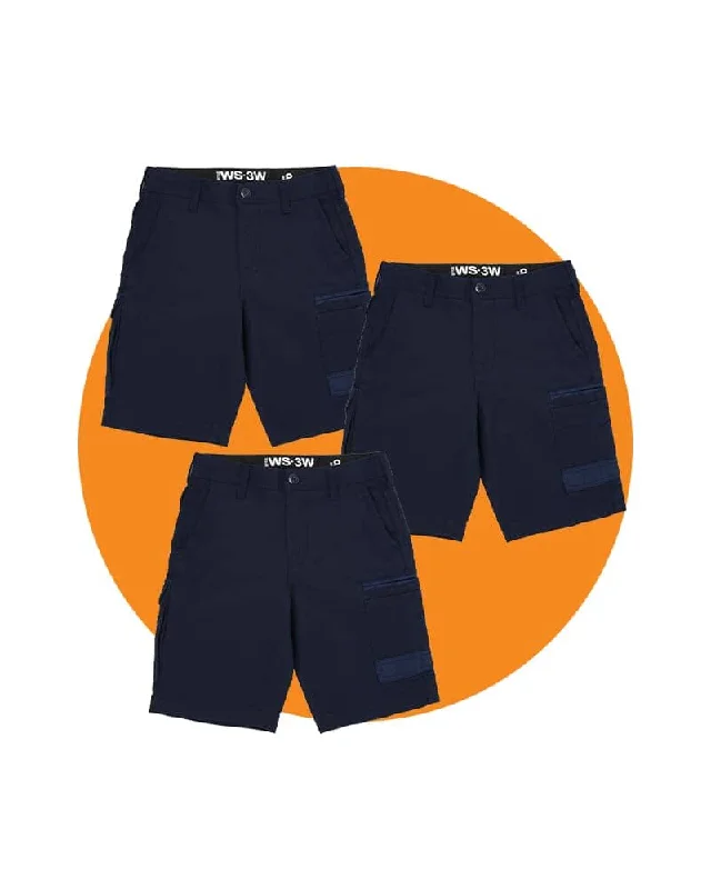 Fashionable Items Tradies WS-3W Womens Stretch Work Shorts Value Pack - Navy