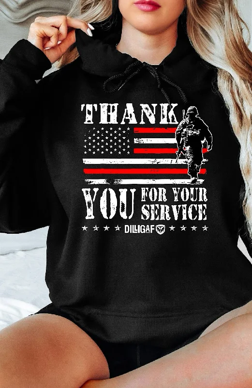 Relaxed Wear Thank You For Your Service Pullover Hoodie