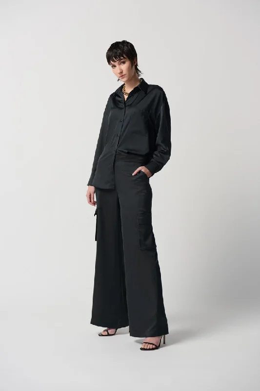 Boutique style Joseph Ribkoff Satin Wide-Leg Cargo Pants