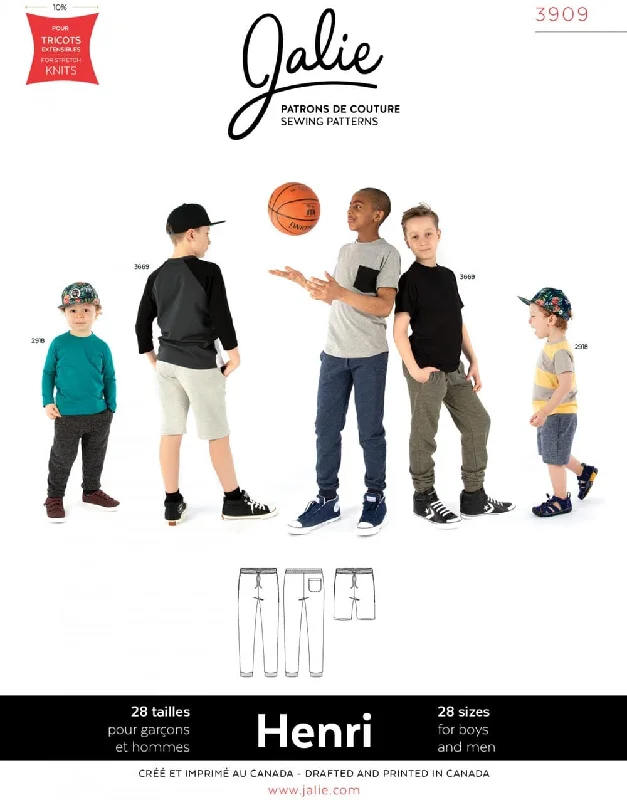 Modern Chic Unisex Henri Joggers & Shorts for Kids & Adults, Jalie Sewing Pattern