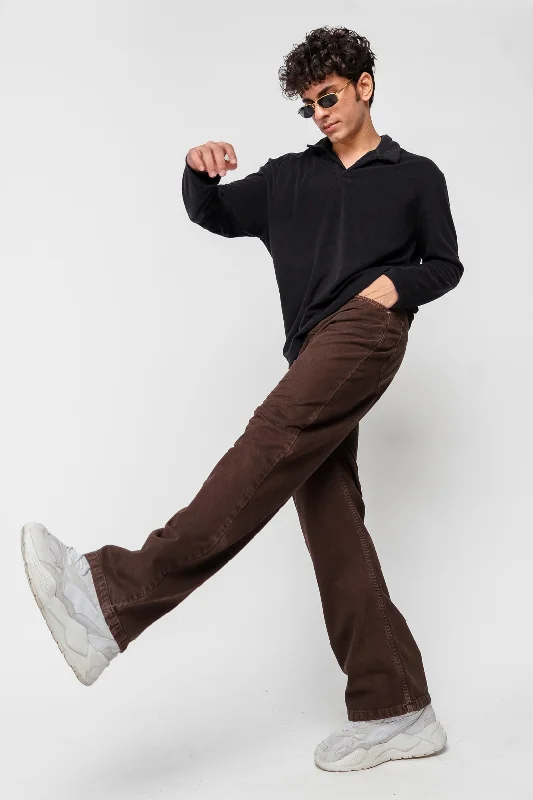 Cool Breeze At Night Dark Brown Straight Men's Jeans