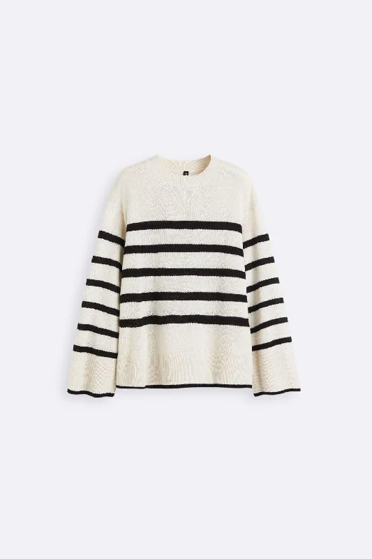 Retro Style Old Money Oversized Striped Knit Sweater