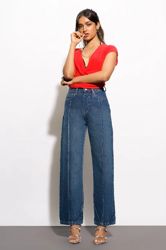 Dessert Matching Front Tucked Straight Jeans