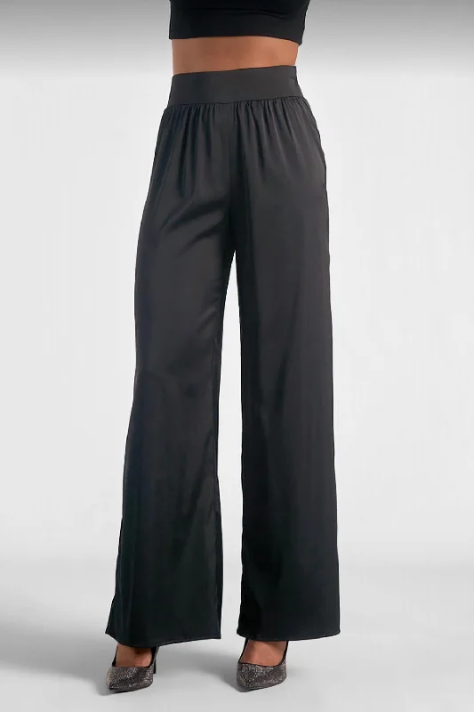 Fashion Comfort Satin Pants In Black