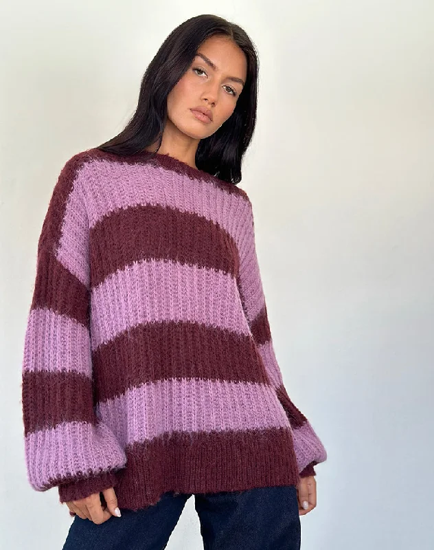 Soft Style Daren Jumper in Purple Stripe