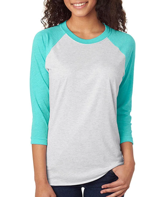Free And Casual 6051 - Next Level Unisex Triblend 3/4-Sleeve Raglan T-Shirt | Tahiti Blue/Heather White