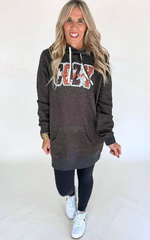 High-quality Styles Cozy Season Dark Grey Graphic Hoodie