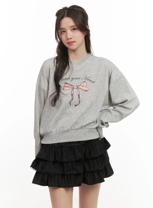High-end Design Casual Ribbon Sweatshirt CJ514