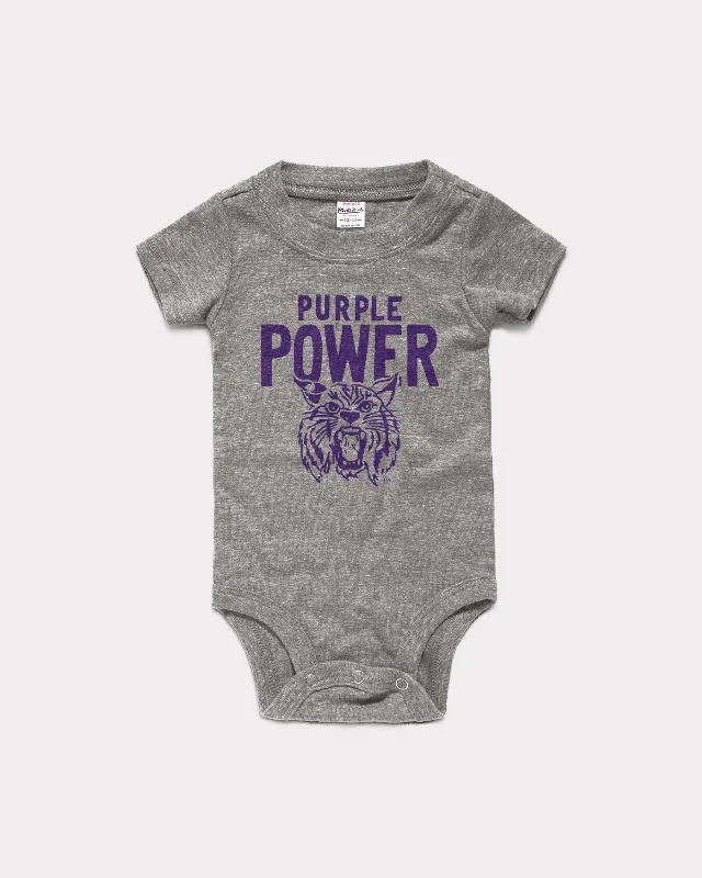 Elegant And Simple K-State Wildcats Purple Power Grey Onesie