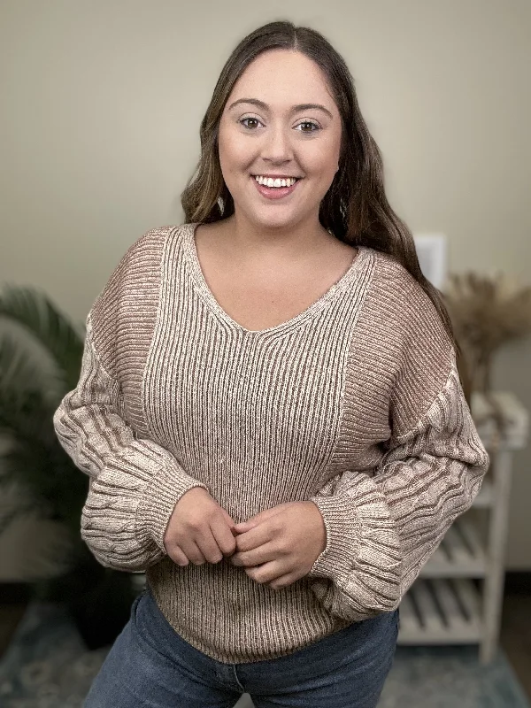 Cozy Chic Sweeter Than Sweet Tea Women's Two Tone Ribbed Knit Sweater