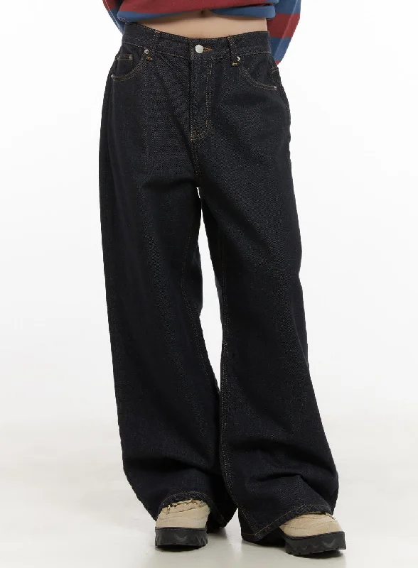 Personal Charm Allie Stitched Wide-Leg Jeans CD430