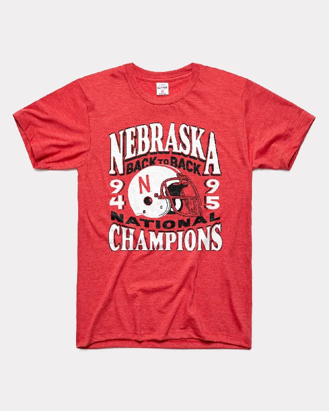 Retro Style Nebraska Back to Back National Champs Red T-Shirt