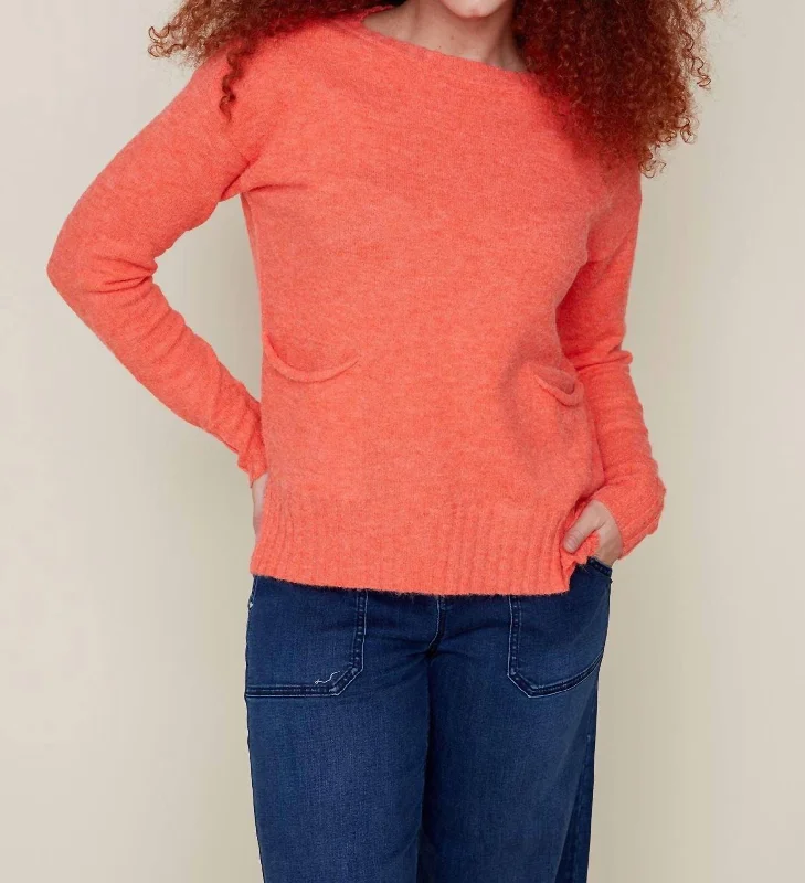 Trendy Traveler Knit With Pockets Sweater In Sunset