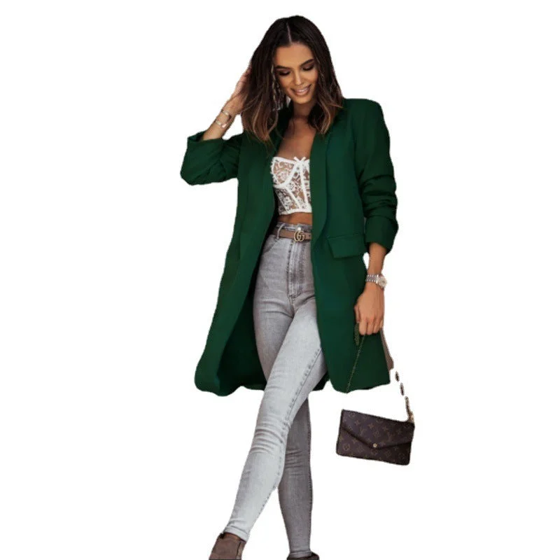High-end atmosphere Women's Fashion Long Sleeved Suit Coat Windbreaker