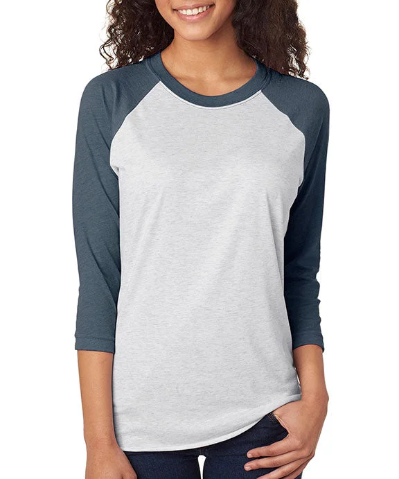 Fresh And Simple 6051 - Next Level Unisex Triblend 3/4-Sleeve Raglan T-Shirt | Indigo/Heather White