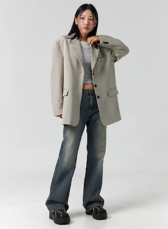 Layered Comfort Vintage Wash Bootcut Jeans CS305