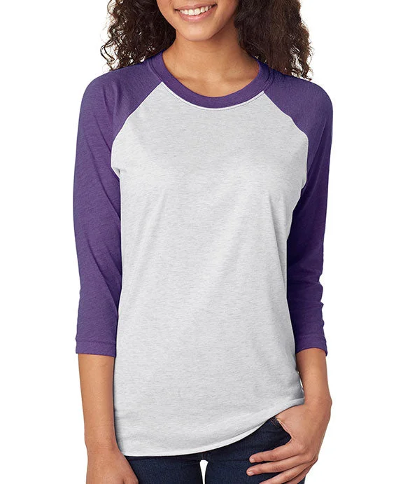 Fresh And Natural 6051 - Next Level Unisex Triblend 3/4-Sleeve Raglan T-Shirt | Purple Rush/Heather White