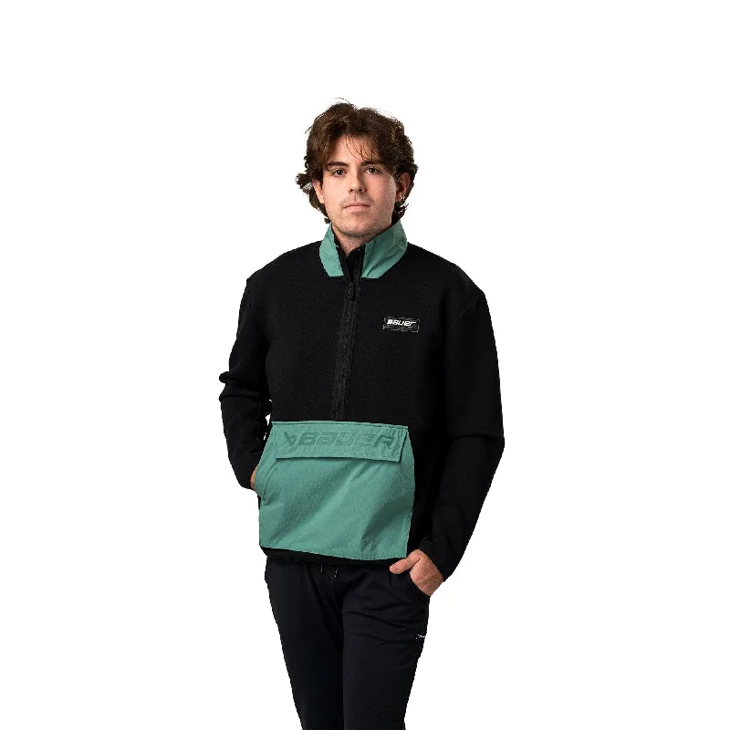 Sports Fitness Style Bauer Knit Mix Half Zip - Black/Teal