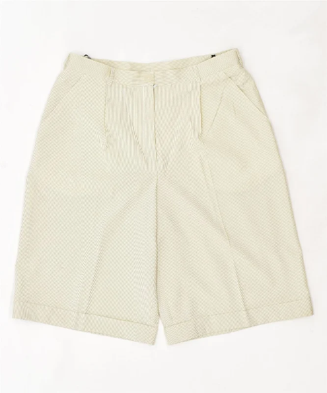 Sports outdoor style RIGANY Womens Shorts Large W32 Beige Pinstripe Polyester