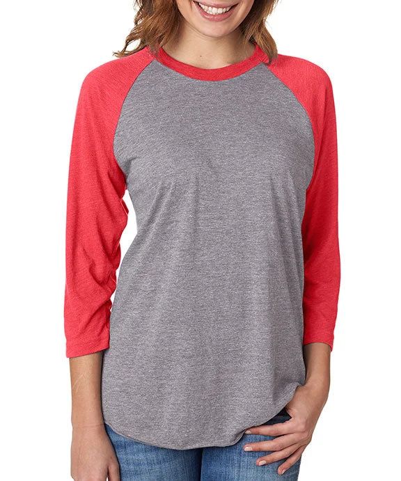 Casual Style 6051 - Next Level Unisex Triblend 3/4-Sleeve Raglan T-Shirt | Vintage Red/Premium Heather