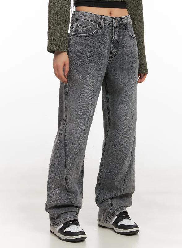 Floral Prints Jenny Seam Line Wide-Leg Jeans CJ517