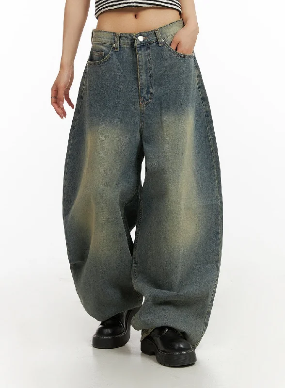 Romantic Data Vintage Wide Fit Baggy Jeans CY407