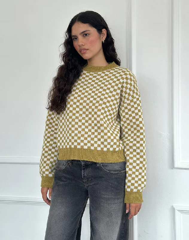 Simple Style Karu Jumper in Check Green