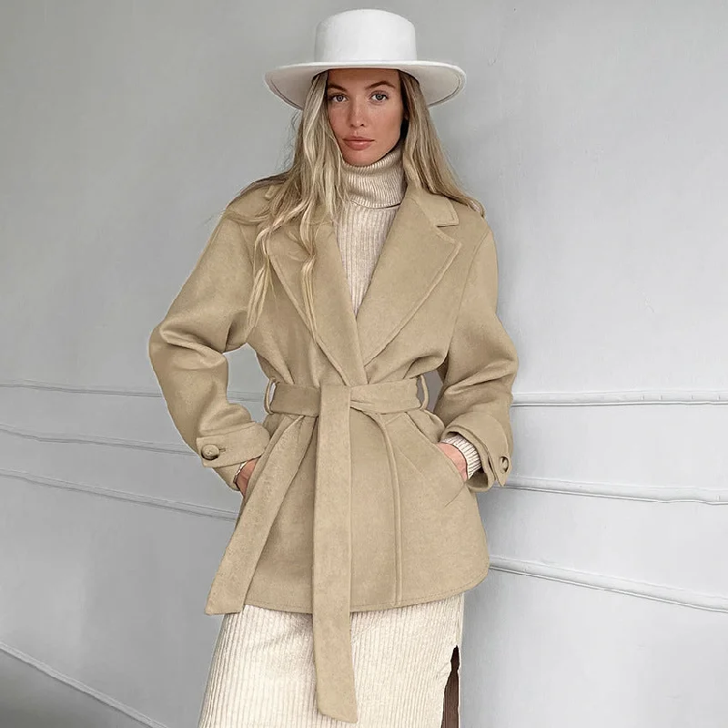 Trendy Items Retro Khaki Suit Collar Trench Coat Coat