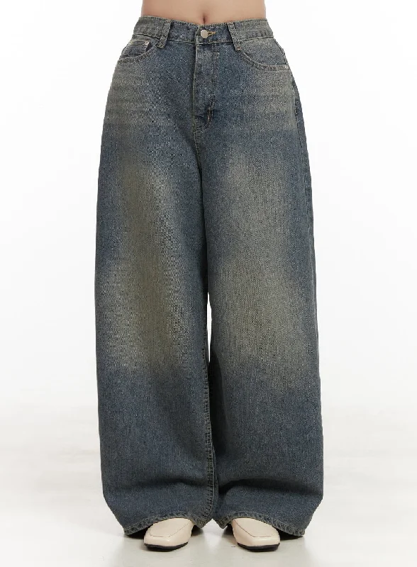 Fashionable And Versatile Erin Vintage Washed Baggy Jeans IJ510
