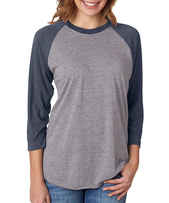 Outdoor Trend 6051 - Next Level Unisex Triblend 3/4-Sleeve Raglan T-Shirt | Vintage Navy/Premium Heather