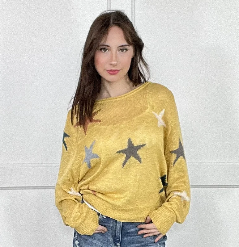 Luxury Customization Star Struck Women's Bright Lightweight Tapered Hem Sweater