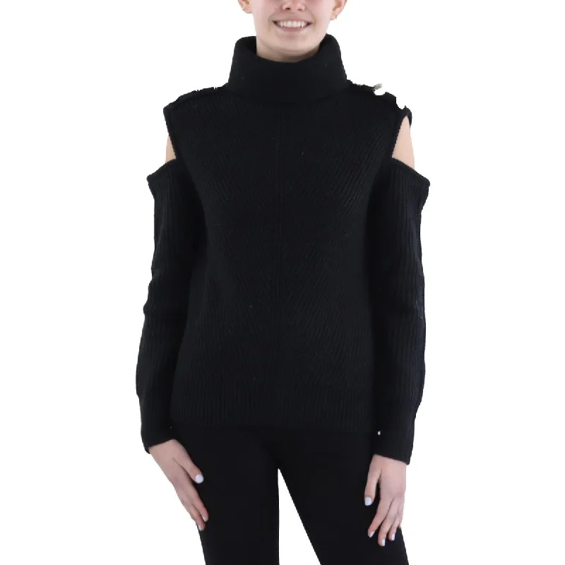 Warm Comfort Womens Turtleneck Cold Shoulder Pullover Sweater