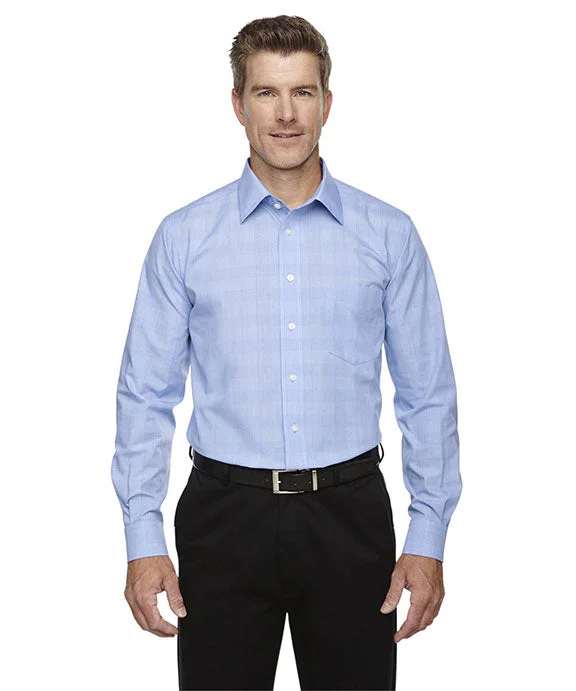 Cozy Chic DG520 - Devon & Jones Mens Crown Woven Collection™ Glen Plaid | White/Light French Blue