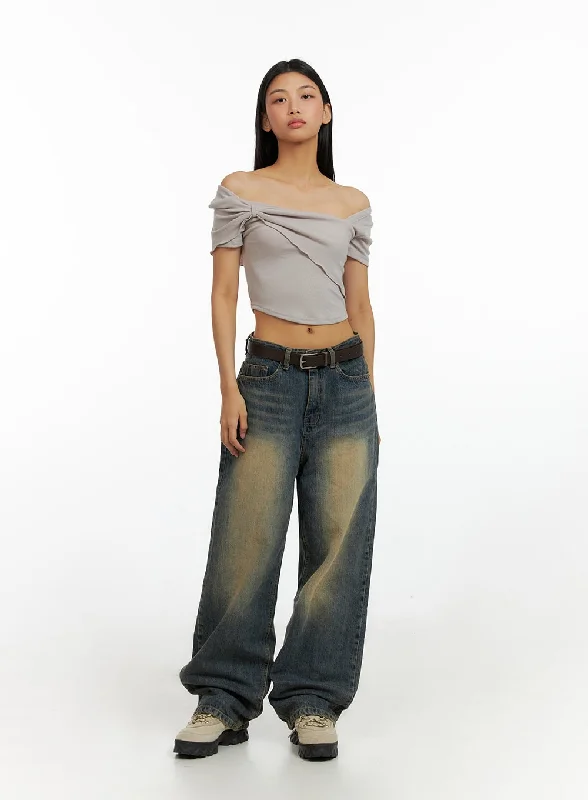Casual Choice Wide Leg Washed Jeans IL419