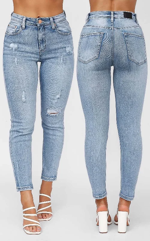 Design And Tailoring Slasher Straight Leg Jeans - Vintage Blue