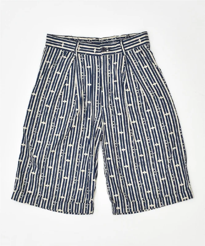 Elegant And Elegant VINTAGE Womens Pegged Chino Shorts IT 36 XS W23 Blue Striped Cotton