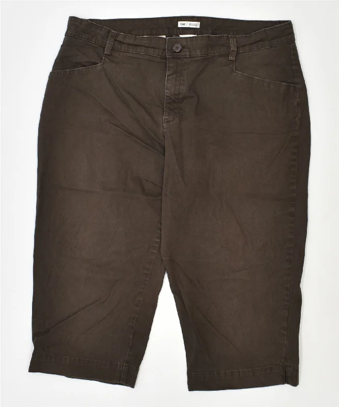 Hooded design LEE Womens Casual Shorts US 18 2XL W36 Brown Cotton