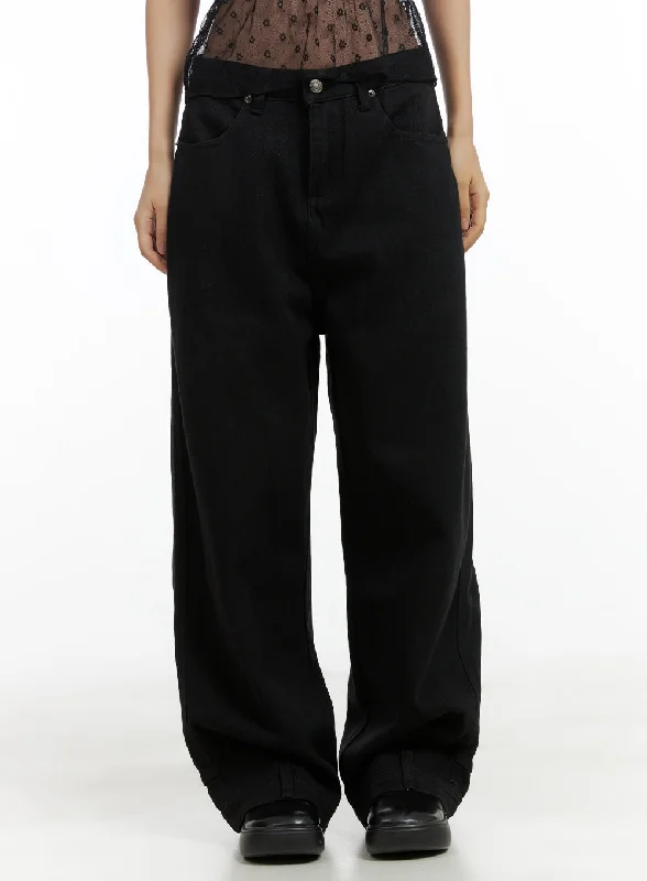 Exclusive Customization Solid Loose Fit Baggy Jeans (UNISEX) CL418