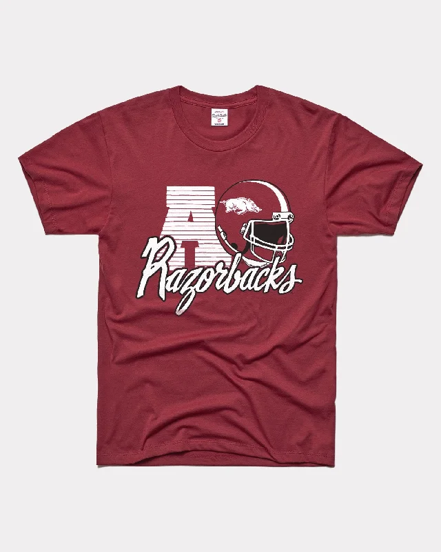 Youthful Street Fashion Arkansas Razorbacks Vintage 90's Football Helmet Maroon T-Shirt
