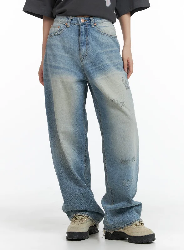 Dressing Tips Distressed Baggy Straight Jeans CM418