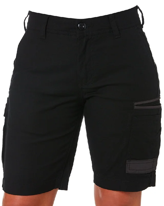 Floral Prints WS-3W Ladies Stretch Work Shorts - Black