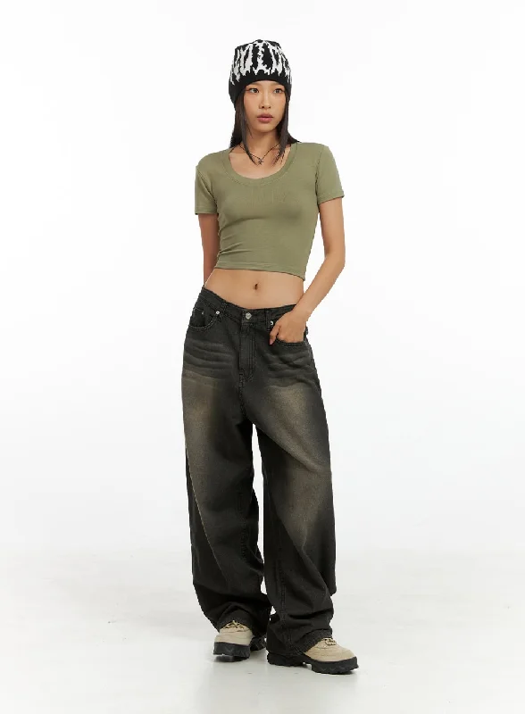 Minimal Style Ada Relaxed Washed Baggy Jeans IG405