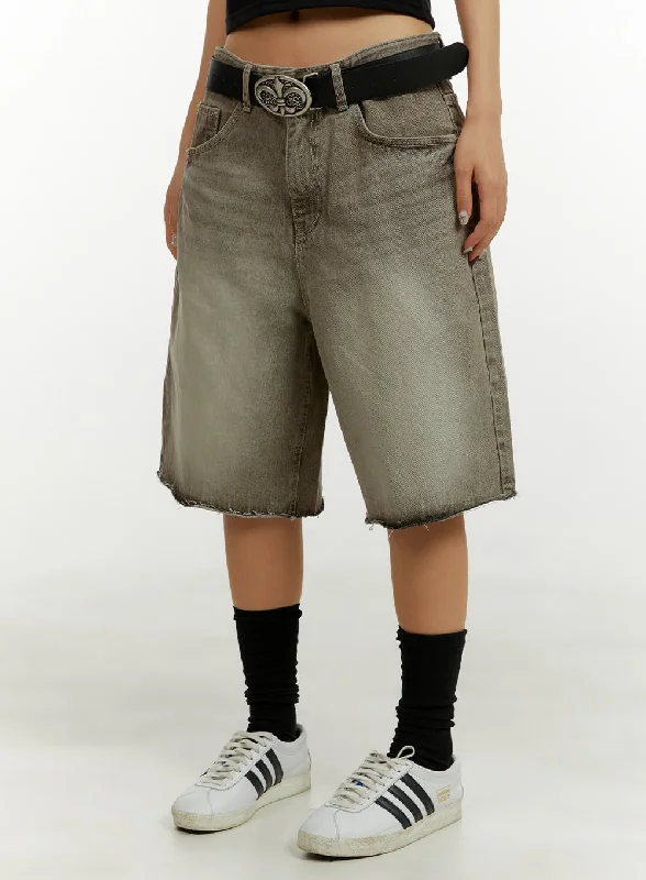 Sweet Breath Destroyed Hem Bermuda Jorts CY409
