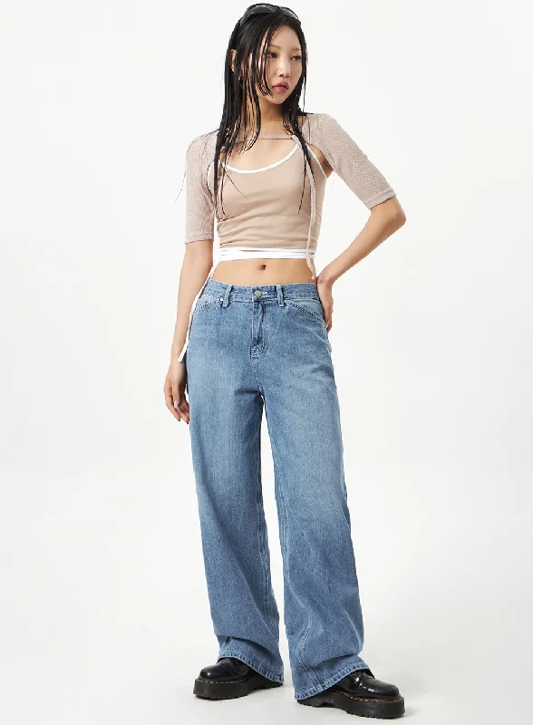 Casual Style Low Rise Mid-Wash Jeans CA321