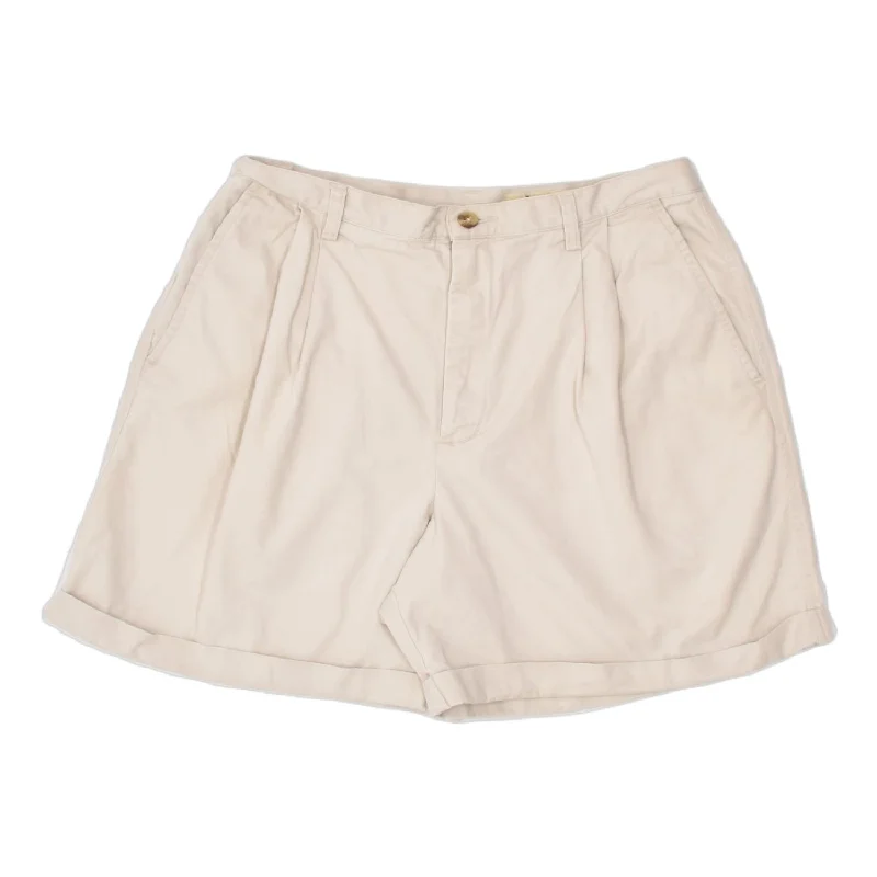 Street Style Suit EDDIE BAUER Womens Classic Fit Chino Shorts US 10 Large W28 Beige Cotton