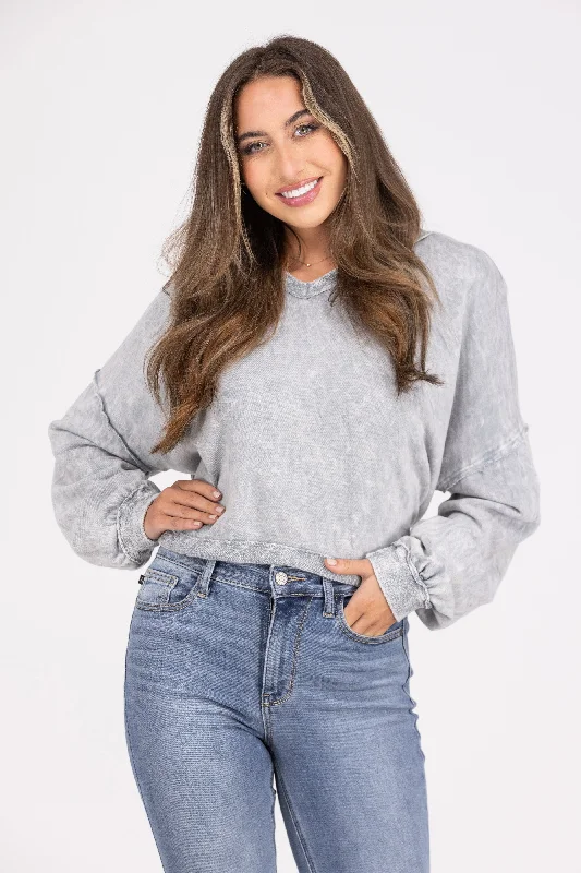Classic Series Take On The Day Women's Exposed Seams Hi Lo Hooded Sweater