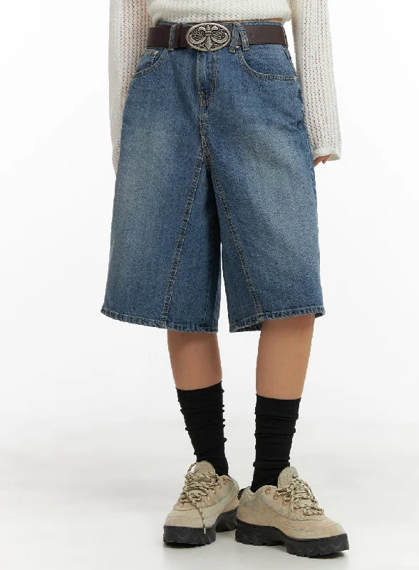 Exclusive Customization Vintage Washed Wide Leg Jorts CA415