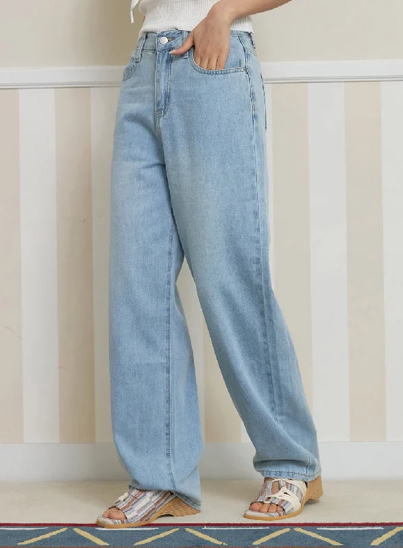 Sports Yoga Style Basic Wide Fit Straight Jeans OY427