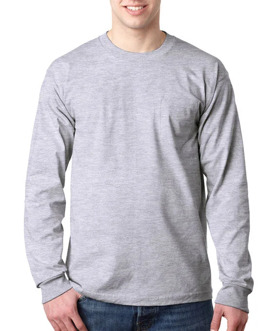 Luxury Temperament 8100 - Bayside Adult Long-Sleeve T-Shirt w/ Pocket | Ash