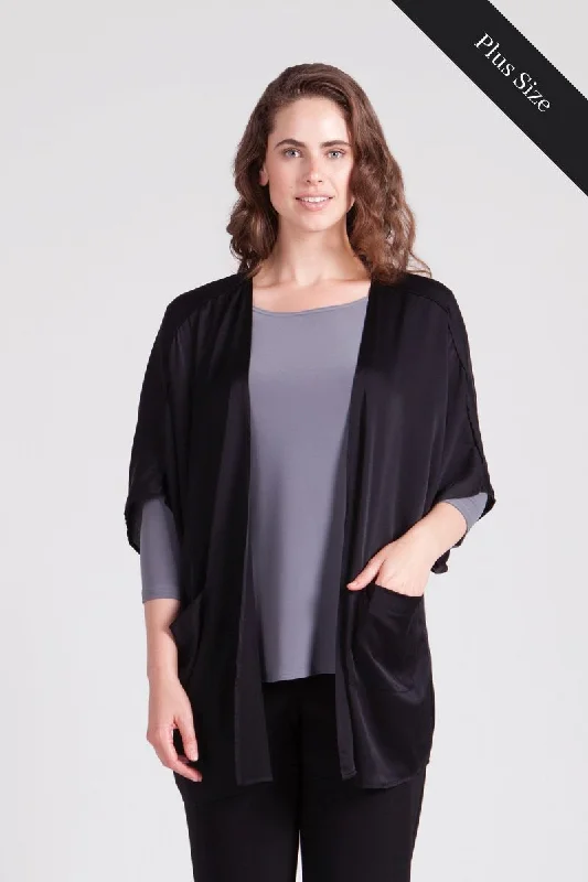 Unique prints Silk Box Cardi Plus | Black